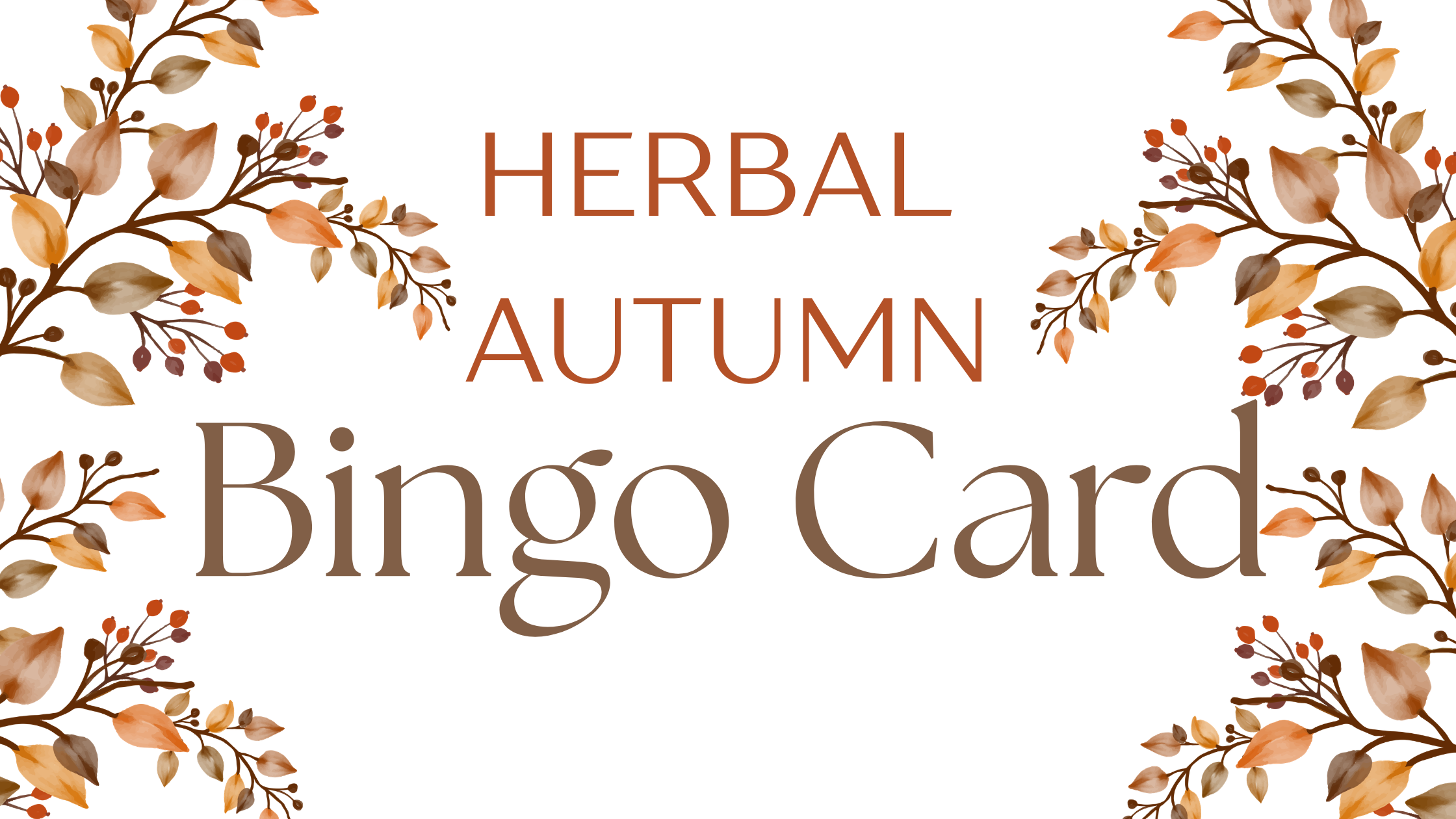 Fall bingo card ideas for herbalists